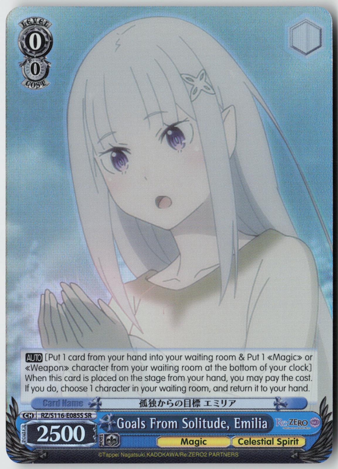 Goals From Solitude, Emilia (SR) RZ/S116-E085S Re:ZERO Vol.3 NM